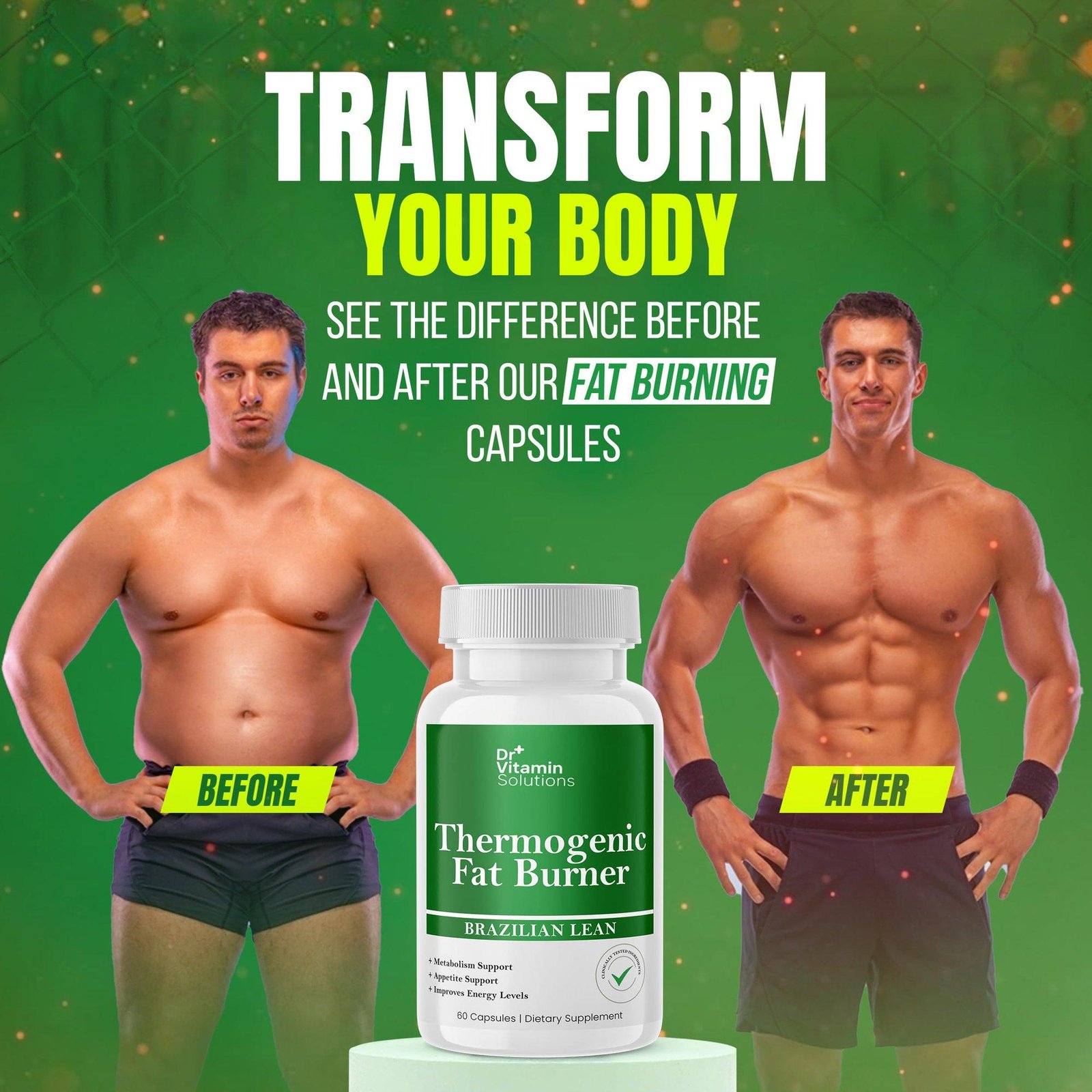 Thermogenic Fat Burner Brazilian Lean Weight Loss Vitamins, Dr Vitamin Waist Trimmer