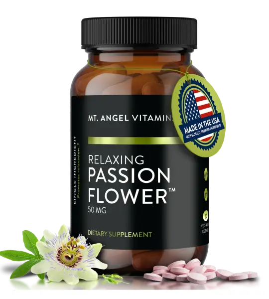 Mt Angel Vitamins Relaxing Passion Flower 50mg Capsules